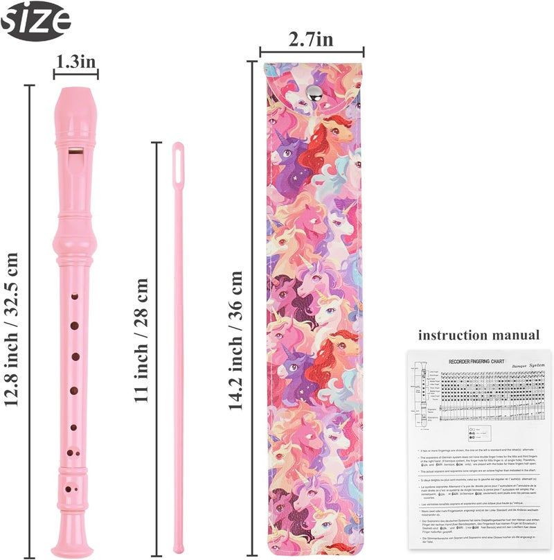 Haecsfl Recorder Instrument for Beginner Adults,8-Hole Soprano Descant Recorder Music Flute with with Cleaning Rod & Leather Case For Home Entertainment(2-Dense Unicorn) - Image 2